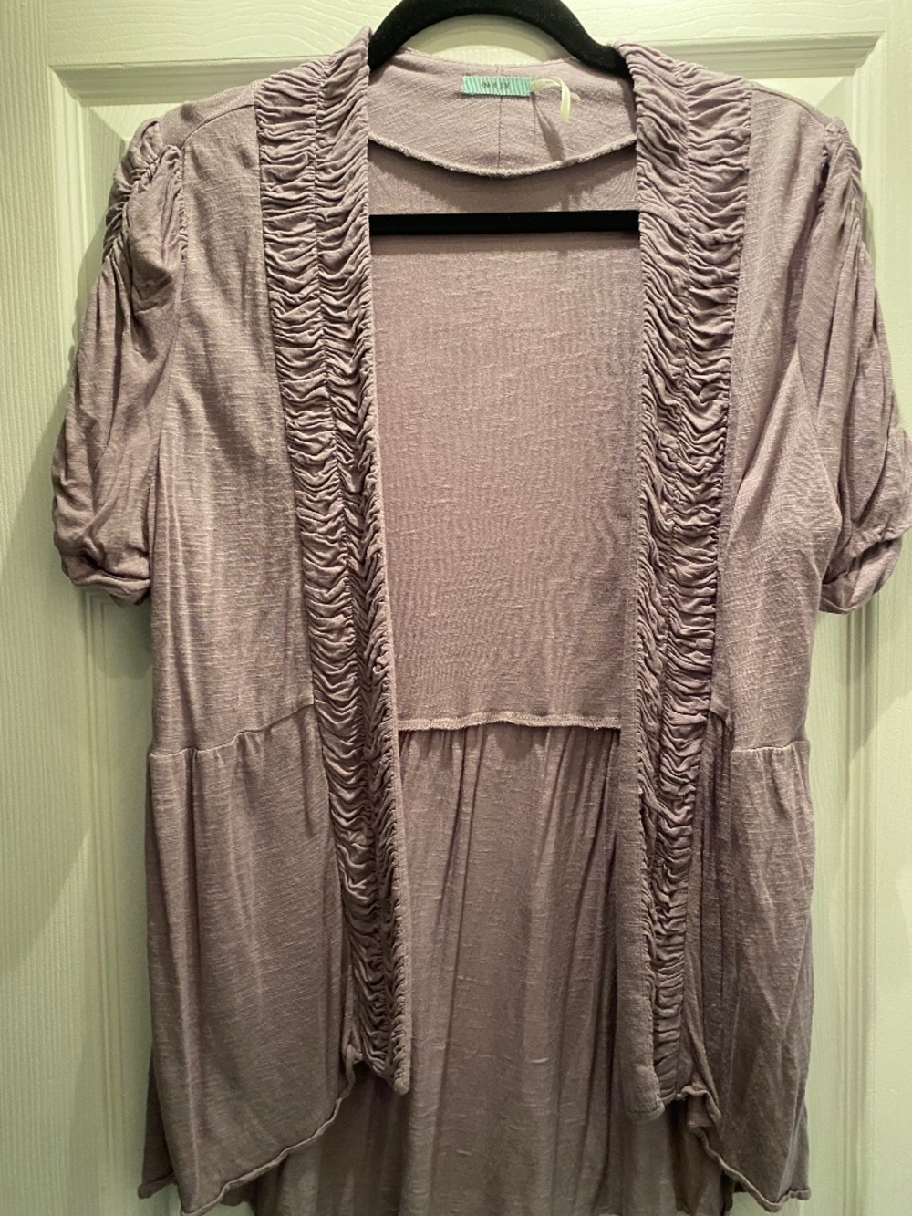 Soft Mauve Ru-Trim Open-Front Cardigan